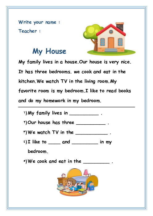 کوئیز درک مطلب زبان هفتم | My House
