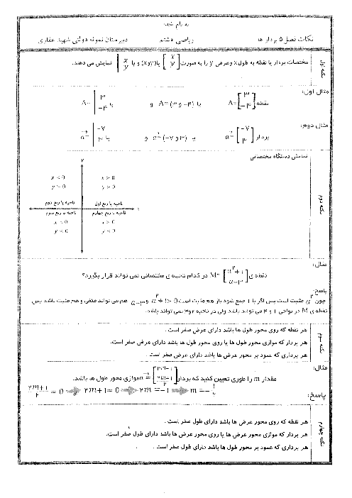 درسنامه  و نکات فصل 5 ریاضی پایه هشتم + همراه با مثال 
