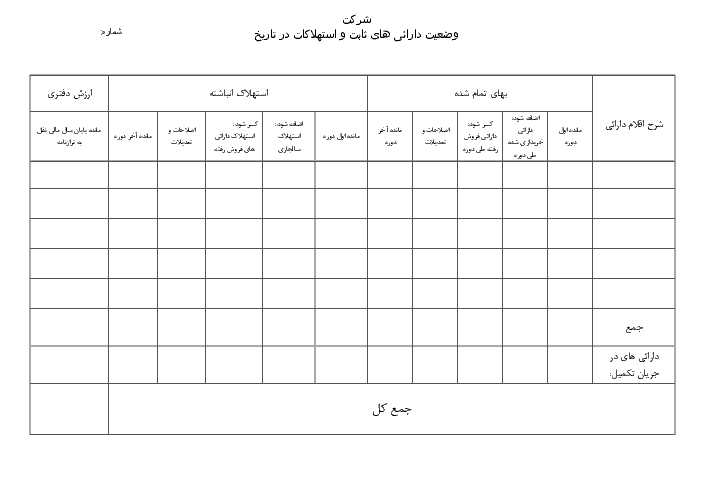 فرم محاسبه استهلاک درس  حسابدار عمومی تکمیلی یازدهم  | اردیبهشت 1398