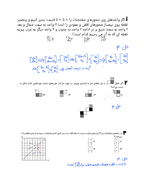 46 سوال تستی ریاضی ششم دبستان | فصل 4: تقارن و مختصات