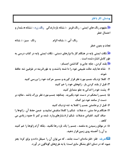 درسنامه و نکات آموزشی کار و فناوری هشتم