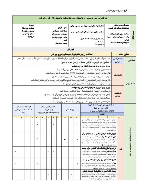 طرح درس روزانه پودمان برنامه ریزی مدرن دوازدهم تربیت بدنی