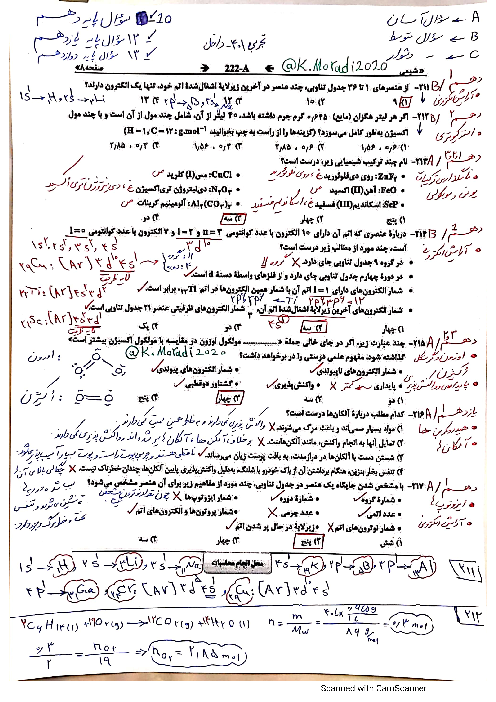 پاسخنامه تشریحی شیمی کنکور سراسری داخل کشور در تیر ماه 1401 | گروه آزمایشی علوم تجربی