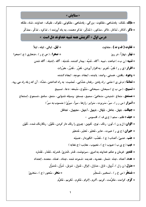 کلمات هم خانواده فارسی نهم | درس به درس کل کتاب