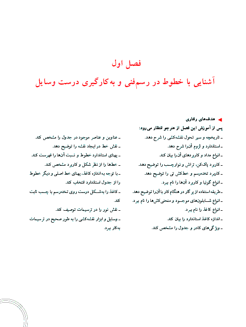 آشنایی با خطوط در نقشه کشی کار و فناوری هفتم 