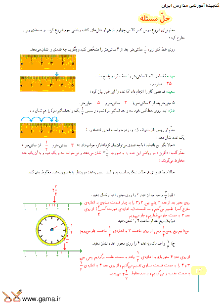 راهنمای گام به گام ریاضی چهارم دبستان| فصل 2: شناخت کسرها+ حل مسئله