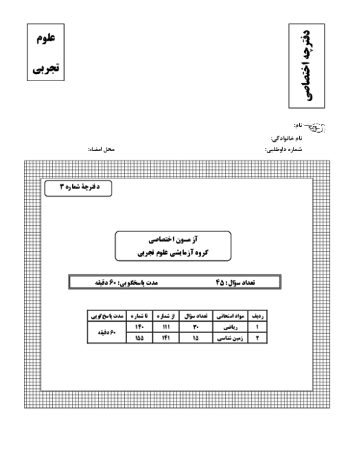 آزمون اختصاصی شبیه ساز کنکور سراسری رشته تجربی