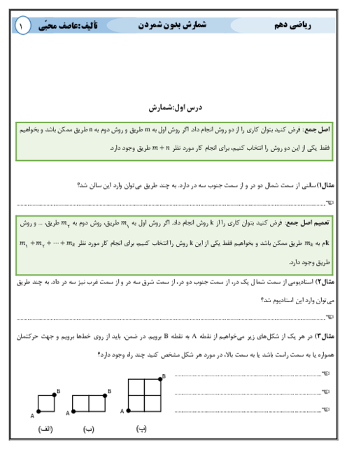 خلاصه درس، تمرین و تست های ریاضی دهم | فصل 6: شمارش، بدون شمردن
