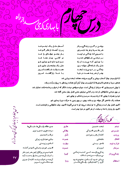 درسنامه و نمونه سوالات تستی فارسی هفتم با پاسخ تشریحی | درس 4: با بهاری که می رسد از راه