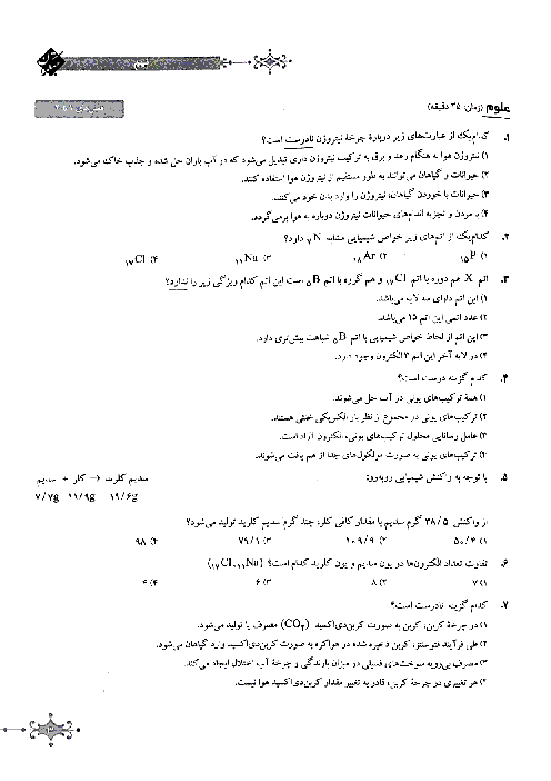  آزمون پیشرفت تحصیلی دانش آموزان پایه نهم  | مبتکران: آبان 94