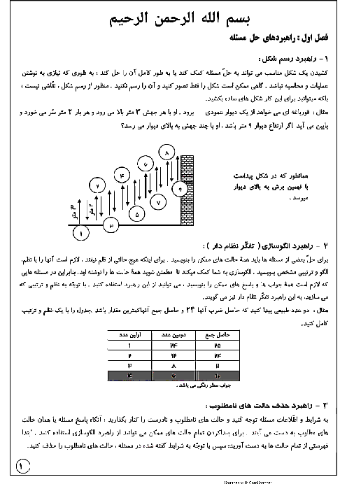 جزوه آموزشی فصل 1 تا 9  ریاضی پایه هفتم