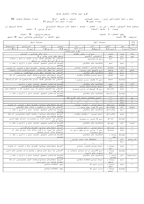 طرح درس سالانه نگارش هفتم