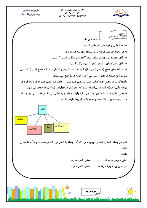 کتاب کار و تمرین فارسی سوم ابتدایی | درس 1 تا 17