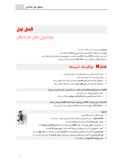 درسنامه زیست دوازدهم ویژه امتحانات نهایی | فصل 1: مولکول‌های اطلاعاتی