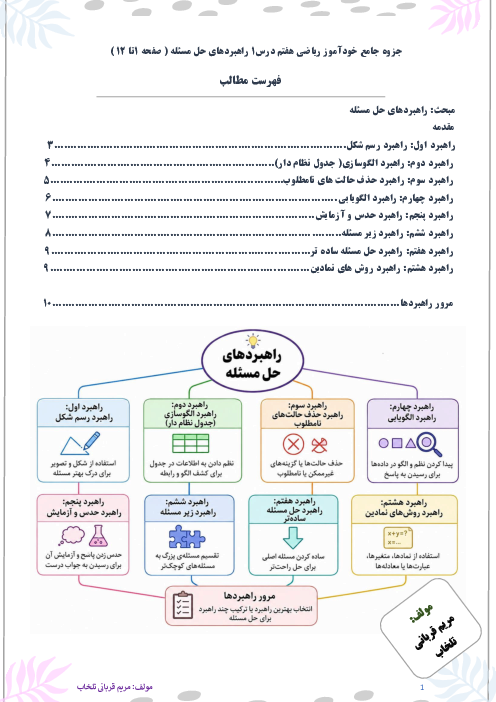 خودآموز ریاضی هفتم فصل 1: راهبردهای حل مسئله
