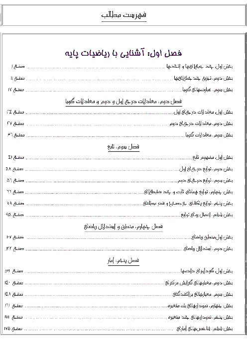 مجموعه سوالات و تست های ریاضیات پایه علوم انسانی