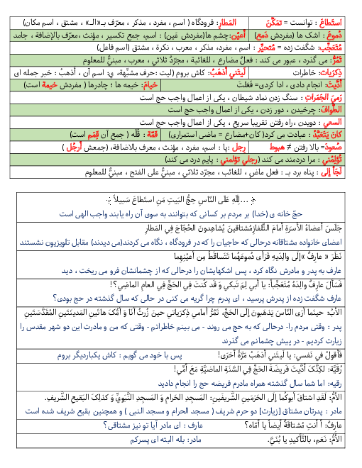  بررسی واژگان و ترجمه روان متن درس دوم عربی دوازدهم تجربی و ریاضی