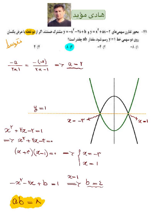 پاسخنامه تشریحی ماده درسی ریاضی کنکور سراسری گروه علوم تجربی داخل کشور | دی ماه 1401