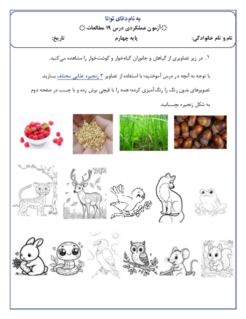 نمونه سوال مطالعات چهارم درس 19: از محیط زیست مراقبت کنیم