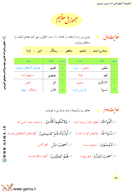 گام به گام آموزش قرآن نهم | پاسخ فعالیت ها و انس با قرآن درس 7: جلسه دوم (سوره حشر)