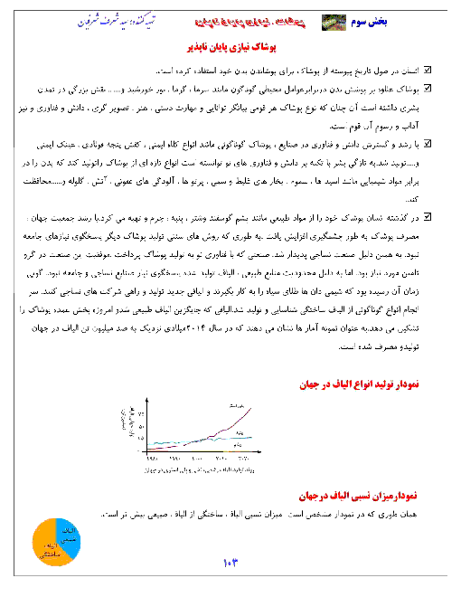 جزوه آموزشی شیمی یازدهم مشترک ریاضی و تجربی | فصل 3: پوشاک، نیازی پایان ناپذیر