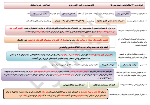 نکات کلیدی مطالعات اجتماعی نهم درس 13 تا 24 بر اساس الگوی چارت 