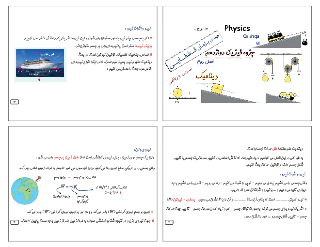 جزوه و حل تکنیکی تست‌های کنکوری مبحث دینامیک
