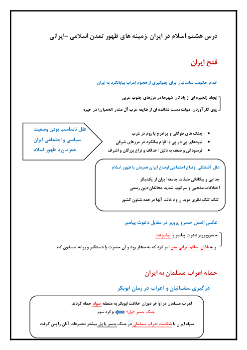 جزوه شب امتحانی تاریخ یازدهم انسانی دروس 8 تا 16