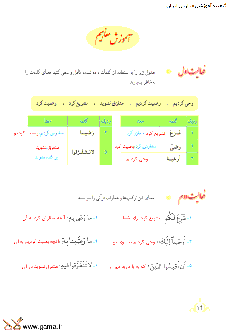 گام به گام آموزش قرآن نهم | پاسخ فعالیت ها و انس با قرآن درس 1: جلسه اول (سوره شوری)