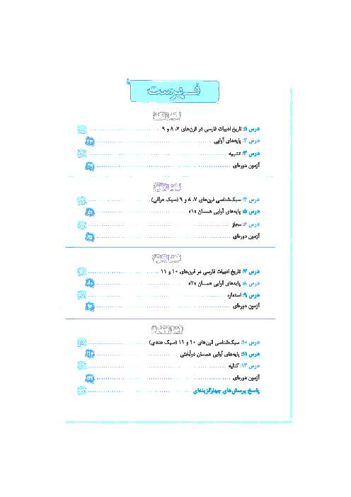 درسنامه و نمونه سوالات علوم و فنون ادبی (2) پایه یازدهم | درس 1: تاریخ ادبیات فارسی در قرن های 7 و 8 و 9