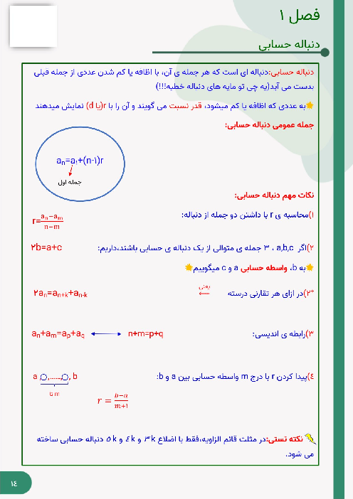 خلاصه درس و سوالات کنکوری دنباله حسابی و هندسی