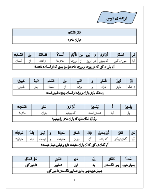 راهنمای گام به گام عربی دهم انسانی درس 3