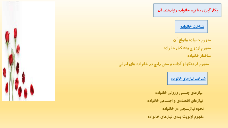 محتوای آموزشی برنامه ریز امور اقتصادی- اجتماعی دوازدهم | فصل 1: بکارگیری مفاهیم خانواده و نیازهای آن