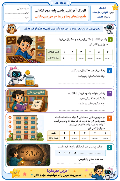 کاربرگ الگویابی و حل مسئله با الگویابی 