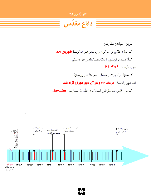 پاسخ کاربرگه‌ شماره 27 مطالعات اجتماعی ششم دبستان | دفاع مقدس