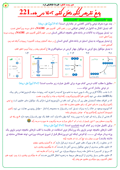 تحلیل 45 تست ماده درسی زیست شناسی در کنکور دیماه 1401 داخل کشور