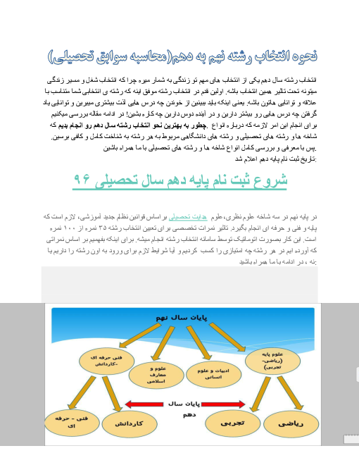 نحوه انتخاب رشته نهم به دهم و محاسبه سوابق تحصیلی