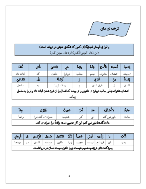 راهنمای گام به گام عربی دهم انسانی درس 8