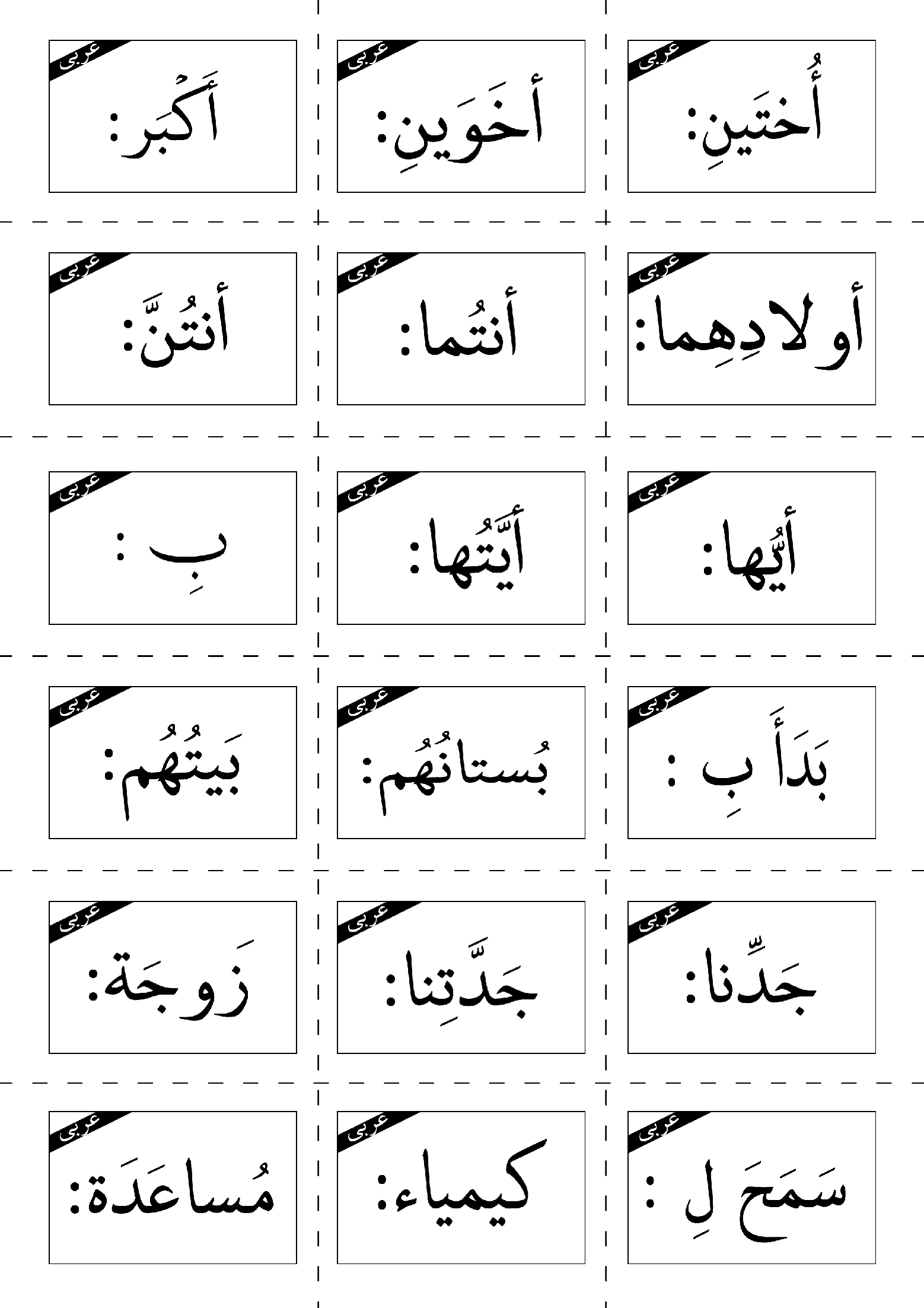 فلش کارت‌های لغات درس نهم عربی هفتم  | درس 9: الْاسْرةُ النّاجِحَةُ