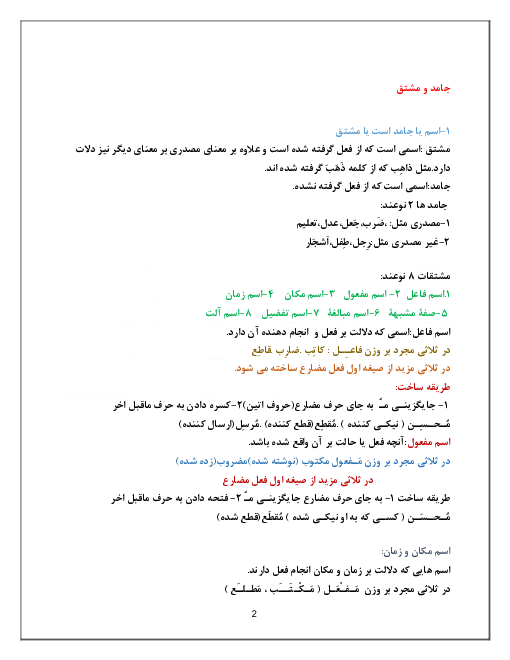 اموزش قواعد جامد و مشتق