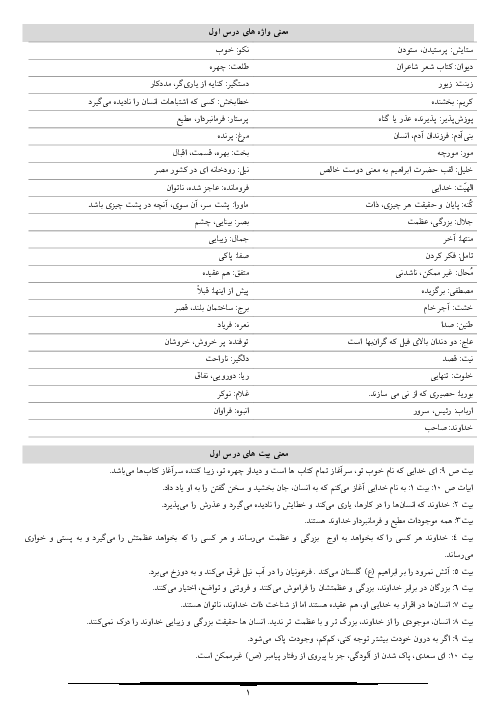 معنی لغات و اشعار درس به درس فارسی هشتم (کل کتاب)