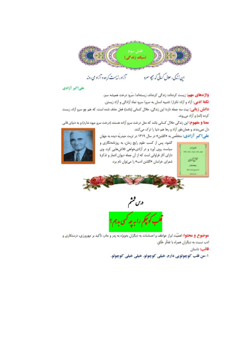 درسنامه فارسی هفتم | درس 6: قلب کوچکم را به چه کسی بدهم؟