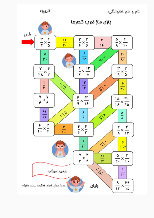 بازی ماز ضرب کسرها