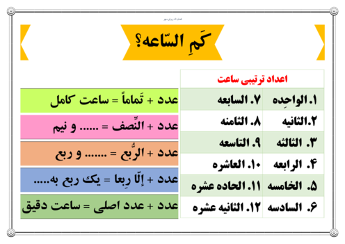 درسبرگ ساعت گویی در زبان عربی