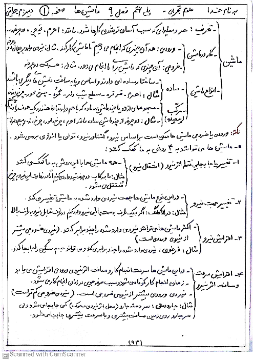 آموزش با نقشه مفهومی فصل 9: ماشین ها