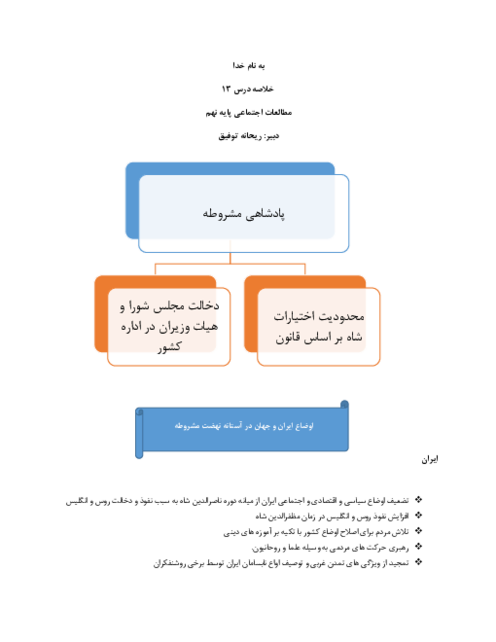پادشاهی مشروطه | مطالعات نهم