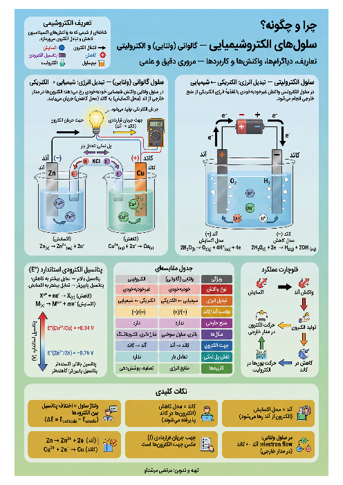 سلول‌های الکترو شیمیایی تفاوت‌ها و شباهت‌ها