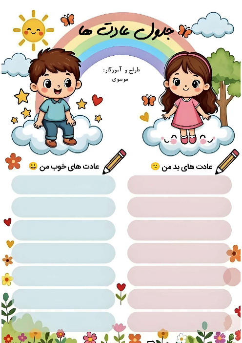 جدول عادت‌های خوب و بد