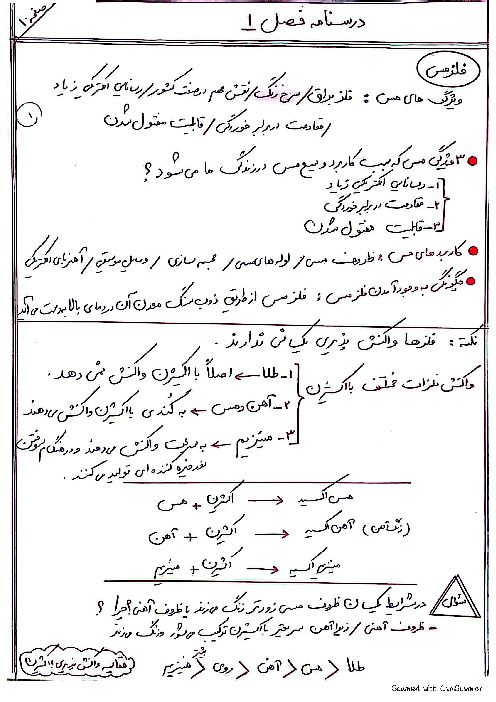 جزوه دستنویس علوم پایه نهم (فصل 1 تا 7 و فصل 11)