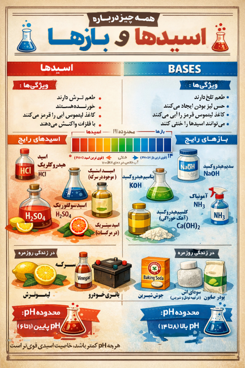 اینفوگرافی اسیدها و بازها